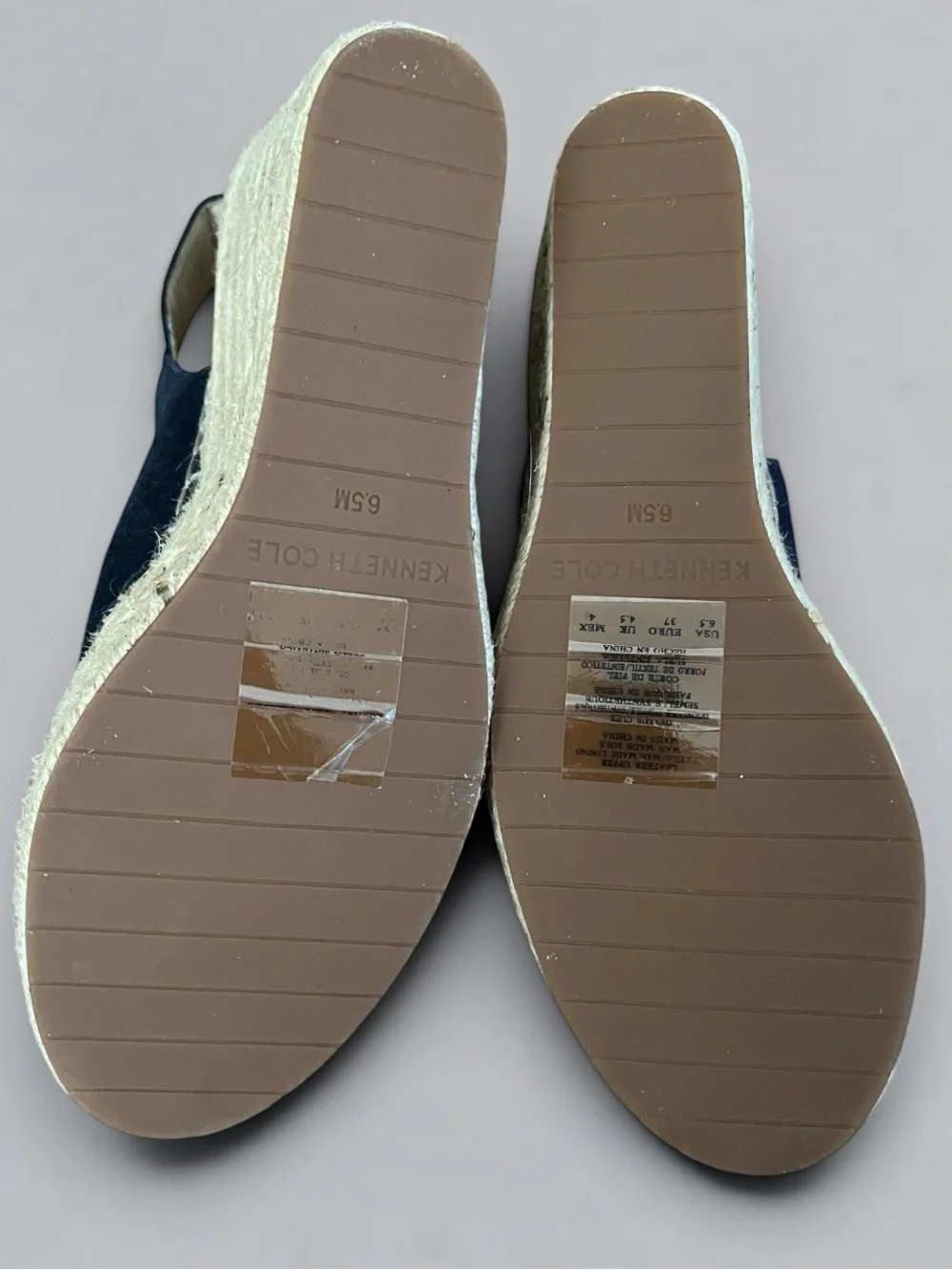Kenneth Cole New York Olivia Navy Suede Espadrille Wedge Sandals 6.5